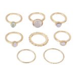 Colorful Stone Metalic Finger Rings Joint Combination Rings For Women Girl Rings - Image 5