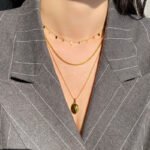 Peri'sBox Round Circle Small Charm Gold Necklaces Waterdrop Rectangle Titanium Steel Choker Necklaces for Women Dainty Necklace - Image 4