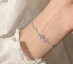 Fashion Korean 925 Sterling Silver Link Chain Crystal Flower Charm Bracelet &Bangle For Women Wedding Jewelry SL113 - Image 2