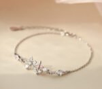 Fashion Korean 925 Sterling Silver Link Chain Crystal Flower Charm Bracelet &Bangle For Women Wedding Jewelry SL113 - Image 6