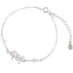 Fashion Korean 925 Sterling Silver Link Chain Crystal Flower Charm Bracelet &Bangle For Women Wedding Jewelry SL113 - Image 7