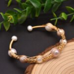 Natural Freshwater Pearl Elastic Bangle Bracelet Jewelry Handmade