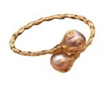 Purple Pearl Elastic Bangle Bracelet - Image 2