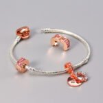 Heart-shaped Beaded Bracelet Bangle Alloy