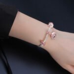 Heart-shaped Beaded Bracelet Bangle Alloy - Image 3