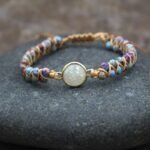 Natural Stone Bracelet for Women Round Crystal Bracelet Bangle Double Beads Yoga Bracelet - Image 2