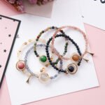 Sweet Simple Hollow Geometric Round Circle Crystal Beaded Tower Pendant Bracelet Bangle for Women Girlfriend - Image 2
