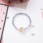 Sweet Simple Hollow Geometric Round Circle Crystal Beaded Tower Pendant Bracelet Bangle for Women Girlfriend - Image 6