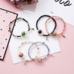 Sweet Simple Hollow Geometric Round Circle Crystal Beaded Tower Pendant Bracelet Bangle for Women Girlfriend - Image 4