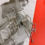 Luxury Silver Personalized Fashion Tassel Earrings Earrings Earrings One-piece Exaggerated Earrings - Image 5