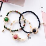 Sweet Simple Hollow Geometric Round Circle Crystal Beaded Tower Pendant Bracelet Bangle for Women Girlfriend - Image 3