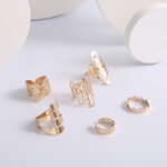 Leaf Crown Geometric Articulation Rings 6 Piece Combination Rings - Image 2