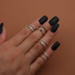 Leaf Crown Geometric Articulation Rings 6 Piece Combination Rings - Image 10